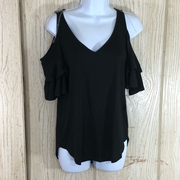 Almost Famous Tops - Crave Fame Cold Shoulder V-neck Top Size M